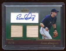 2011 TRIBUTE EVAN LONGORIA AUTO DUAL GAME USED BAT GREEN #D /75  RARE  RAYS STAR