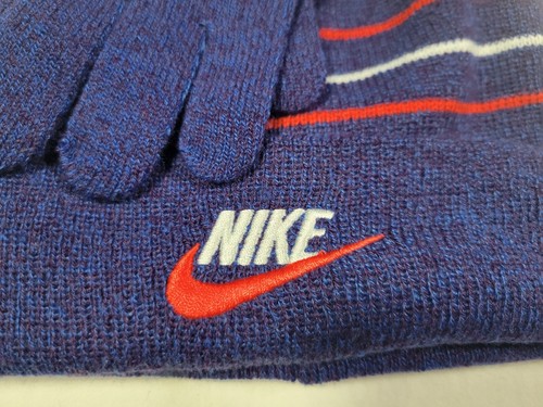 NIKE Boys Youth 8/20 2 Piece Fold over Futura Beanie Hat Gloves Set Navy - Picture 2 of 9
