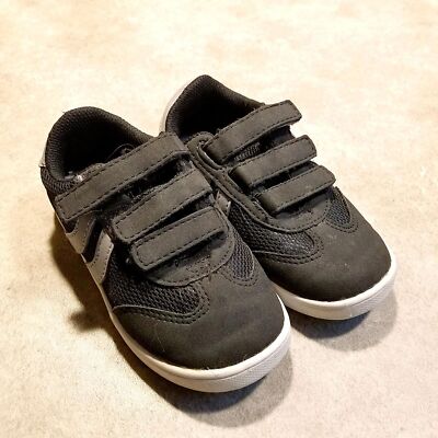 Falls Creek Boys Landon Size 9 Black Fabric Hook & Loop Sneakers