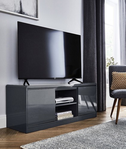 Grey TV Unit Television Stand Storage Unit