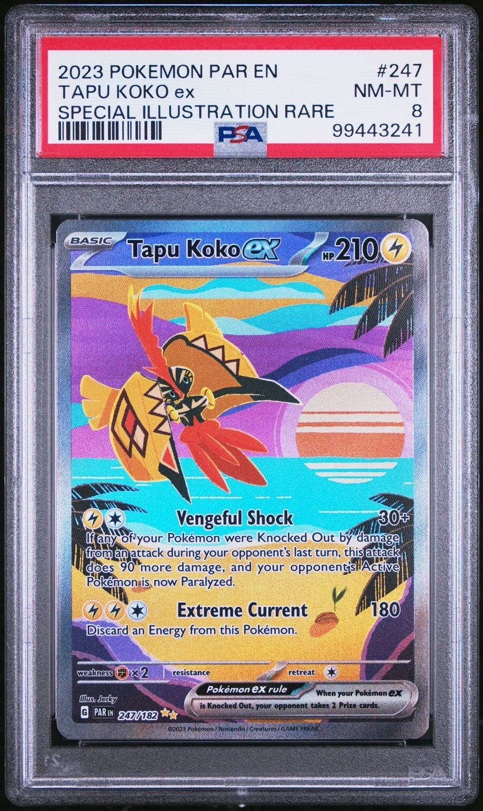 2023 POKEMON PAR EN-PARADOX RIFT SPECIAL ILLUSTRATION RARE TAPU KOKO EX PSA 8