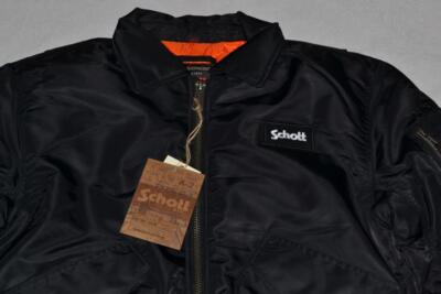 AUTHENTIC Schott NYC Nylon Flight Satin CWU Jacket Black 9335 NEW