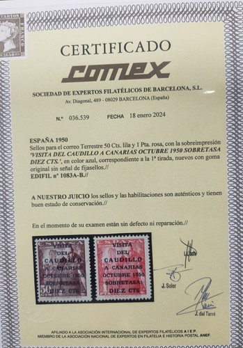 ESPAÑA. EDIFIL 1083 A/1083 B ** VISITA DEL CAUDILLO A CANARIAS. CATALOGO 400 € - Picture 3 of 3