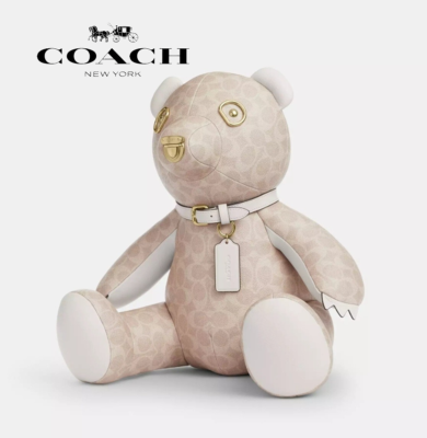 Coach Collectible Bear In Signature Canvas CZ194 Gold/Sand/Chalk
