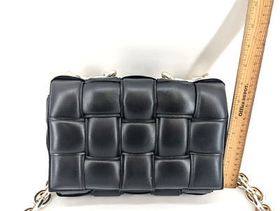 Authentic Bottega Veneta Chain Cassette Padded Black Leather