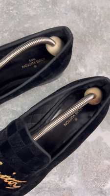 Louis Vuitton Auteuil Loafers Damier Black Velour 7.5 LV or 8.5 US