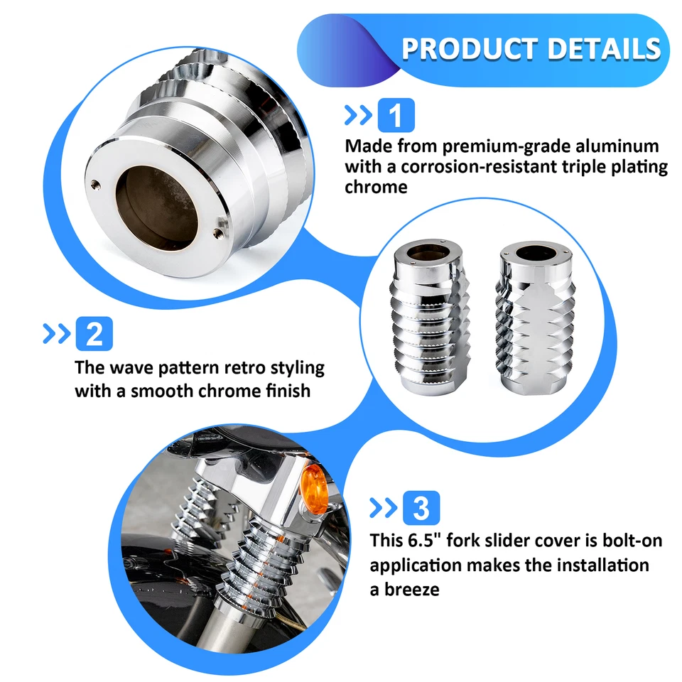 Aluminum Fork Slider Covers For Harley Road King Road Electra Street Glide 86-13 - Image 3 of 4