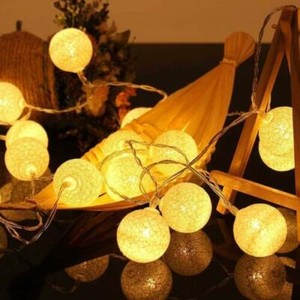 Plug-In-Connectable-Electric-20-LED-3-5M-Cotton-Ball-String-Lights-Fairy-Lights