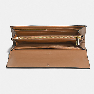 NWT COACH SAFFIANO LEATHER SLIM ENVELOPE WALLET BRINDLE LIGHT GOLD