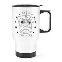 I'm A Pugicorn Stars Reisetasse Tasse Mit Griff - Mops Einhorn Hund Welpe Thermo