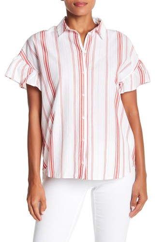 madewell central ruffle sleeve shirt