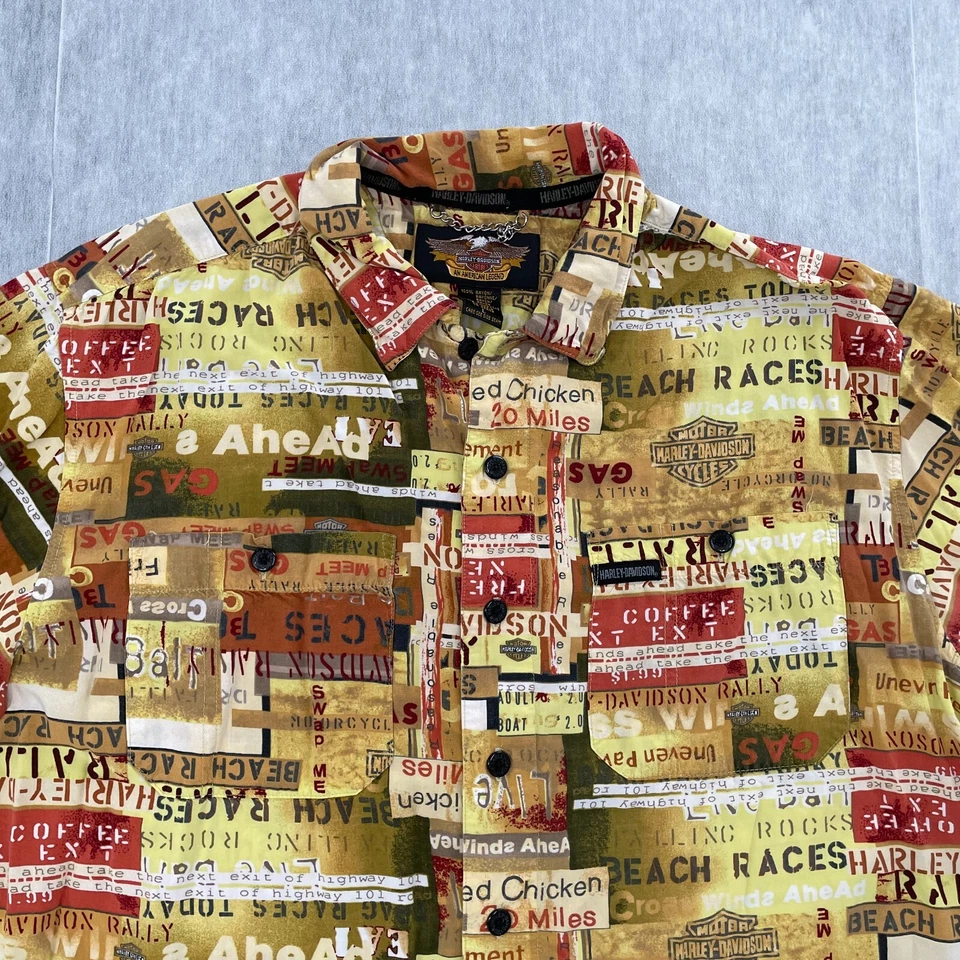 Camisa Harley Davidson DE COLECCIÓN Adulto Grande Rayón Abotonada Campamento Hawaiana Para Hombres L Foto 3 de 4