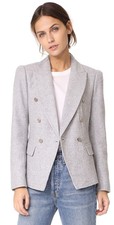 Club Monaco Jowdie Blazer - Light Grey Double Breasted Wool Blend Blazer Size 10