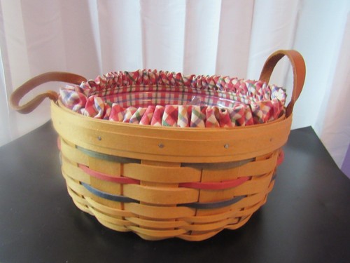 Runder Longaberger Korb | Trennwände | Rot Vintage Muster Liner |