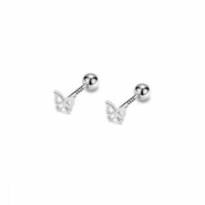 Sterling Silver Tiny Butterfly Stud Screw Back Helix Piercing Earrings A4173