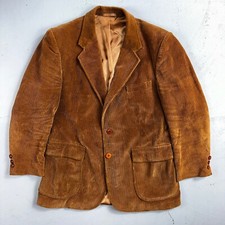 VTG Mens Suit 40 Jacket Sport Coat Rockabilly 80s 90s Corduroy Brown Short