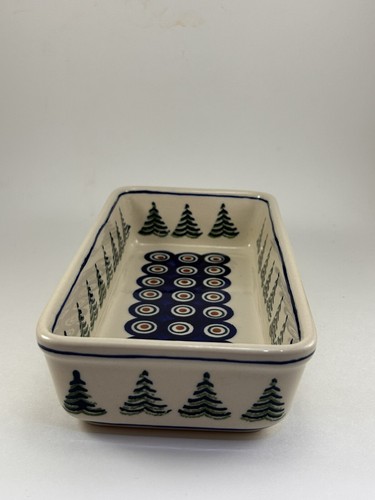Boleslawiec Polish Pottery Christmas Tree Rectangular Baking Dish Serving - Picture 7 of 11