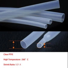 Clear PTFE Heat Shrink 1.7:1 Tubing 260°C HIGH TEMP Tube Preservative Sleeving