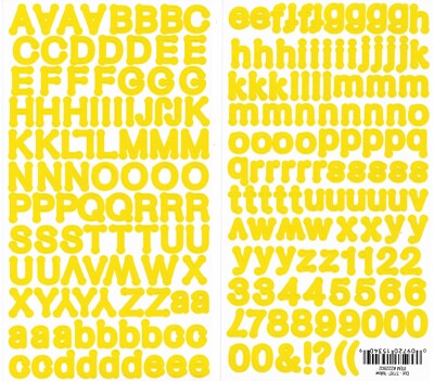 Two sheets Yellow Round Dot Numbers Letters Alphabet Scrapbook Craft ...