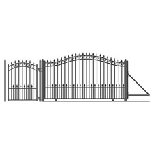 ALEKO Prague Style Iron Single Sliding 18' Driveway Gate with Pedestrian Gate
