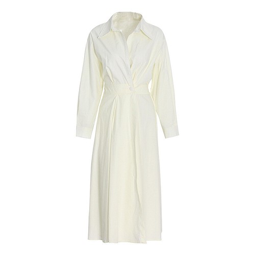 Womens Cotton Linen Loose Maxi Shirt Dress Ladies Long Sleeve Casual Swing Dress - Picture 8 of 8