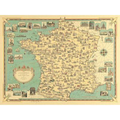 Verfolgungsjagd 1935 Bildkarte Frankreich Gebäude Leinwand Kunstdruck Poster