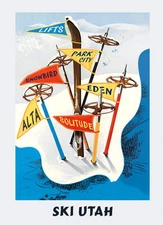 Utah Ski Skiing Park City Lifts Snowbird Alta Eden Poster Repro FREE S/H in USA