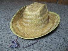 vintage NOS 1950's child's straw hat cowboy or cowgirl yellow western    F