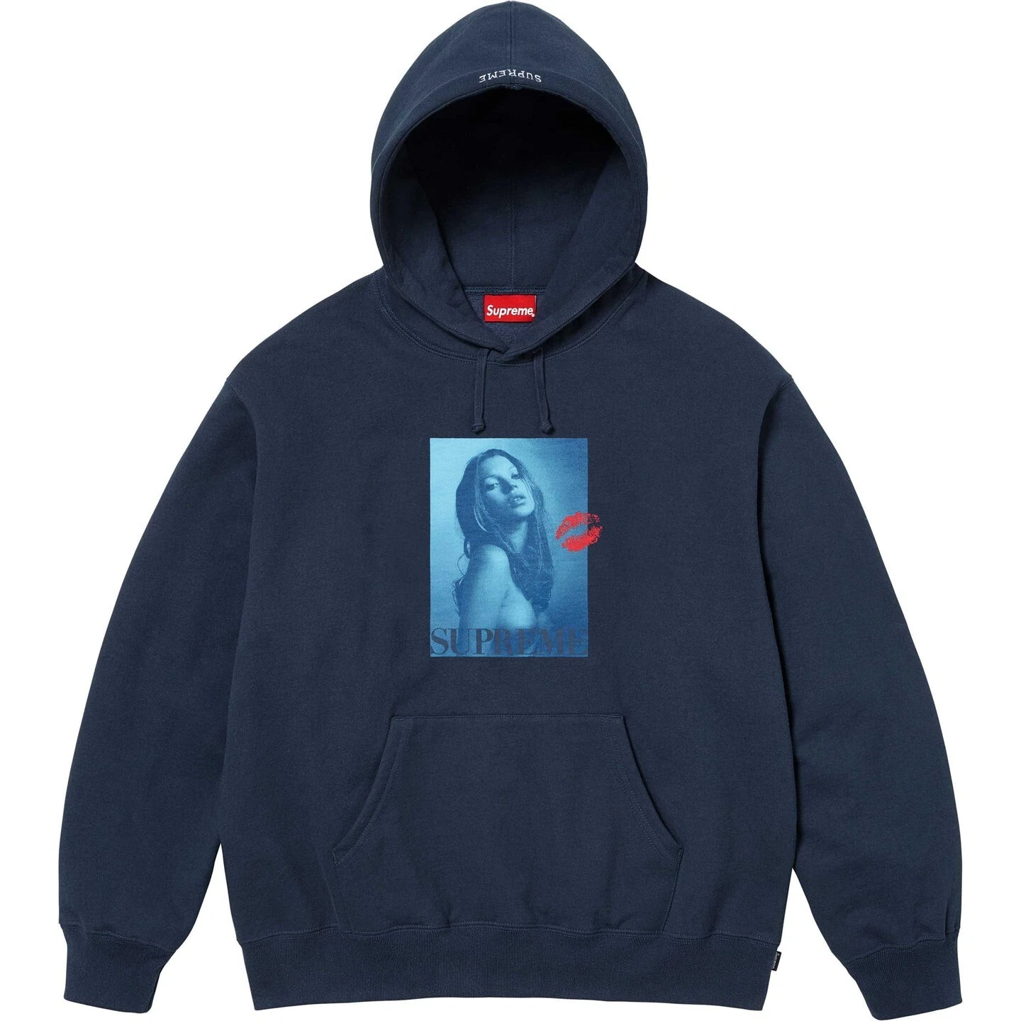 Sweat à capuche Supreme Kate Moss, bleu marine taille M, en main prêt à expédier