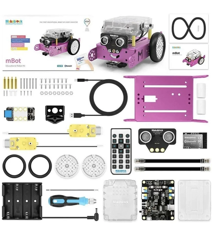 Makeblock mBot Robot Kit, DIY Mechanical Building Block, Pink Bluetooth Version - Image 2 of 4