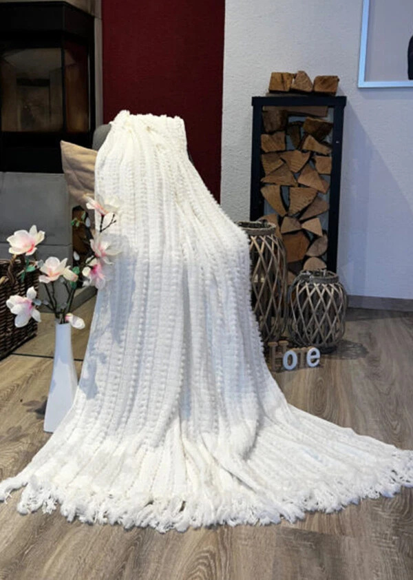 Webpelzdecke Strickdecke Zopfemuster Kuscheldecke Plaid 130x170 Nala creme 40139 - Bild 2 von 4