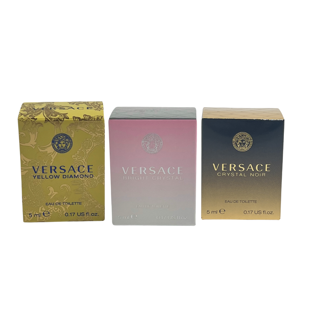 Versace Bright Crystal, Crystal Noir & Yellow Diamond Trio Mini Gift Set - NEW
