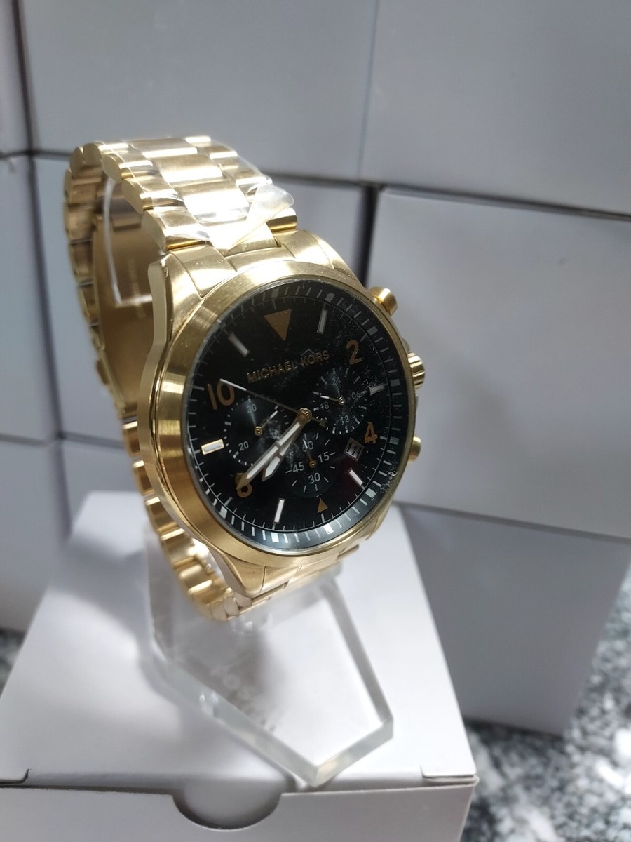 Michael Kors Men's Gage Three-Hand Gold Black Dial Alloy Watch