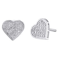 925 Sterlingsilber Rund Diamant Damen Herz Ohrstecker 9.75Mm Pflastern 1/6 CT