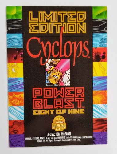 CYCLOPS 1994 Fleer Marvel Universe Limited Edition Power Blast card #8 X-MEN 39 - Picture 2 of 2