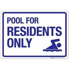 Pool For Residents Only Sign, Pool Sign,