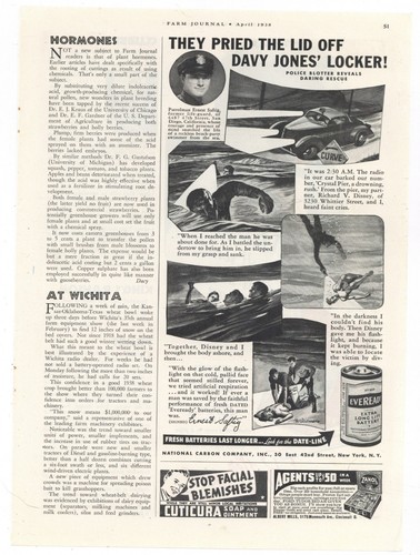 1937 Eveready Battery Ad: San Diego Police Department Patrolman Ernest Saftig