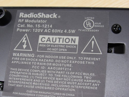 RadioShack Black Video RF Modulator 15-1244 Converter Audio Video and Channel - Picture 4 of 4