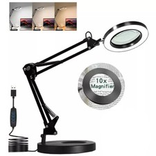 10X Magnifying Glass with LED Light Magnifier Crafts Reading Desk Stand Lamp AU