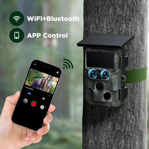 Solar 4K UHD Wildkamera 60MP WLAN Bluetooth Jagdkamera Nachtsicht DualesObjektiv - Bild 6 von 9