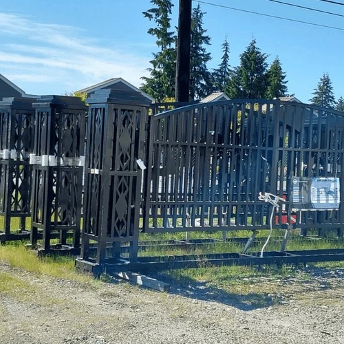 20FT Deer Pattern Single Arc Iron Gate Double Swing Driveway w/ 2 Posts - Picture 7 of 9