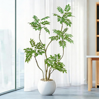 KüNstlicher Mahonia Fortunei Baum 180 Cm, Kunstpflanzen Groß Mit Weiß Topf