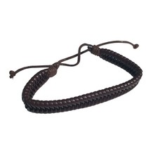 Brown Woven Adjustable Bracelet Handmade Cord Leather Unisex Braided Jewelry