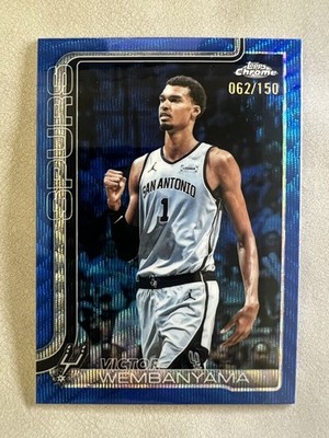 2025-26 Topps Chrome Updates - Victor Wembanyama #22 Blue Wave Refractor /150