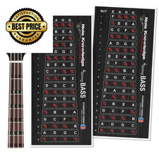 Bass Guitar Fretboard Note Map Decals/Stickers for Learning Small, Black