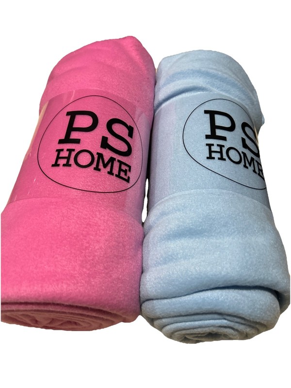 Plush 1 Fleece Throw Blanket Soft Cozy Travel Camping Pink Or Blue