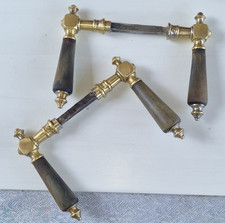 2x Fenstergriffe/Fensteroliven mit Vierkantstift, Messing & Holz (Paar)