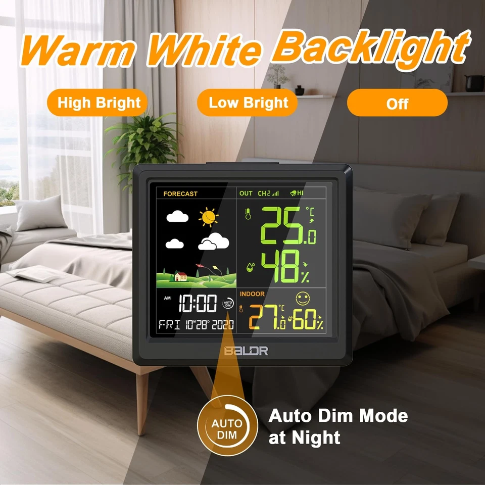 Stazione Meteo Wireless con Sensore Esterno Display a Colori Temperatura Umidità - Immagine 3 di 4
