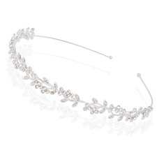 Wedding Bridal Headband Crystal Rhinestone Silver Floral Tiara Hairpiece