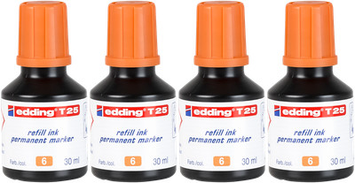 4x edding T 25 Permanentmarker Nachfülltinte orange 30 ml